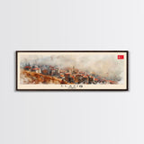 Elaz Turkey Wall Art, Panoramic Travel Poster, Panoramic Framed Canvas Print, City Wall Art, Wall Hanging Home Decor, Travel Art