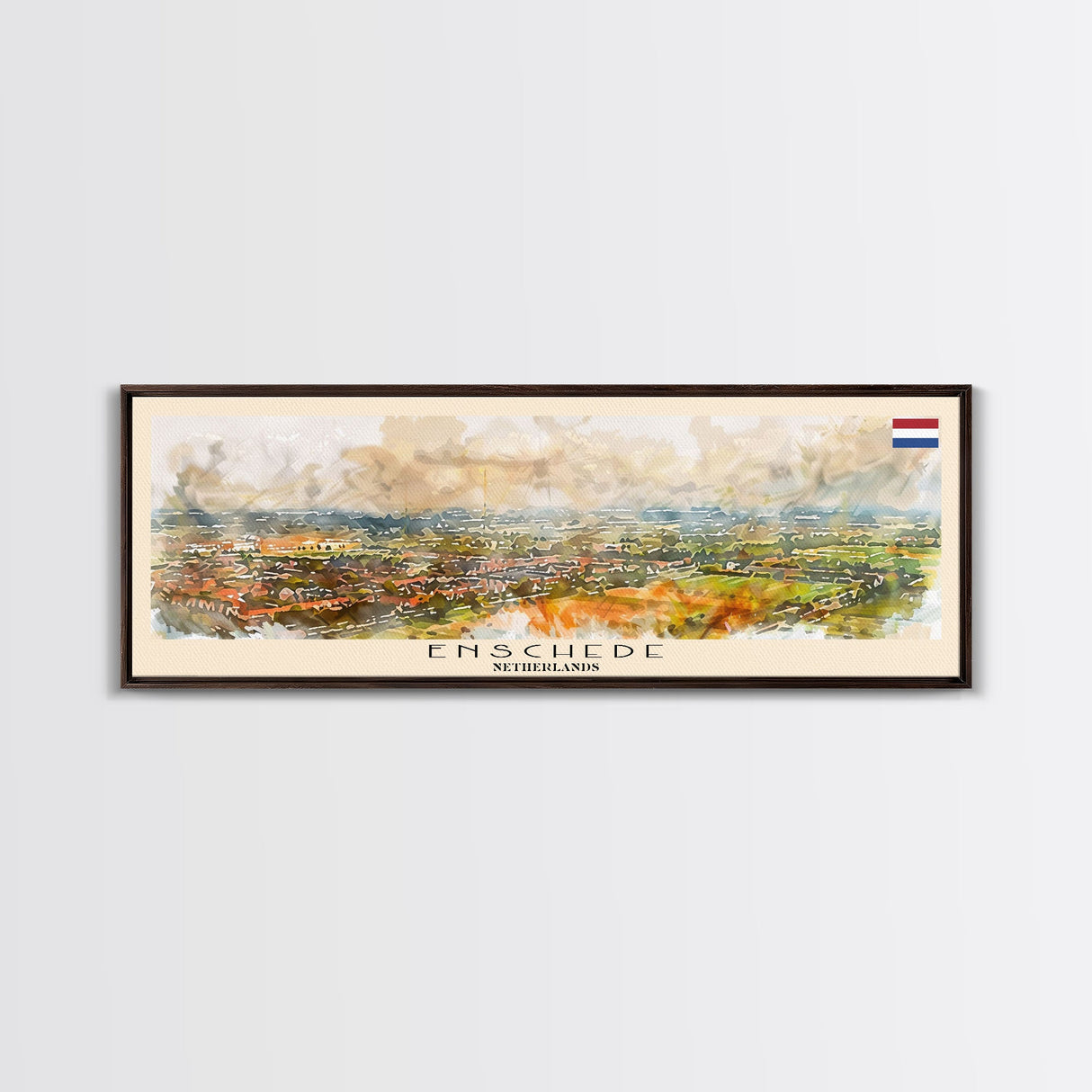 Enschede Netherlands Wall Art, Panoramic Travel Poster, Panoramic Framed Canvas Print, City Wall Art, Wall Hanging Home Decor, Travel Art