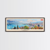 Geneva Switzerland Wall Art, Panoramic Travel Poster, Panoramic Framed Canvas Print, City Wall Art, Wall Hanging Home Decor, Travel Art