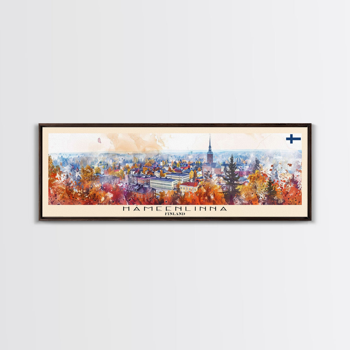 Hameenlinna Finland Travel Art, City Art, Framed Canvas Print or Metal Wall Art, Europe Travel Poster, Panoramic Wall Art, Extra Wide Wall Art