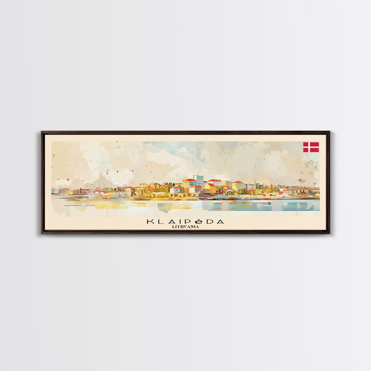 Klaipda Lithuania Wall Art, Panoramic Travel Poster, Panoramic Framed Canvas Print, City Wall Art, Wall Hanging Home Decor, Travel Art