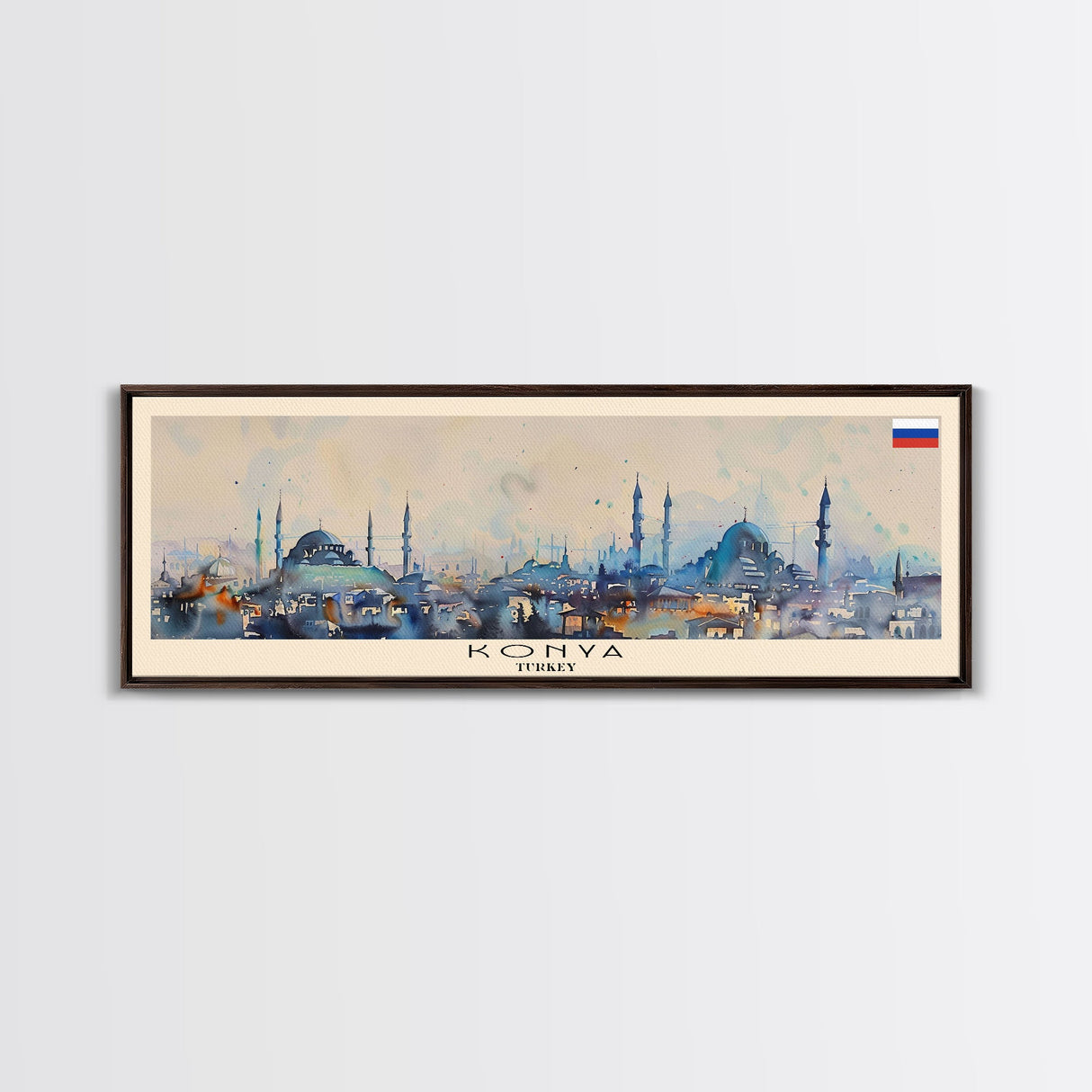 Konya Turkey Panoramic Travel Poster, Framed Canvas Print or Metal Wall Art, Travel Art, Home Decor, Panoramic Painting, Midcentury Art