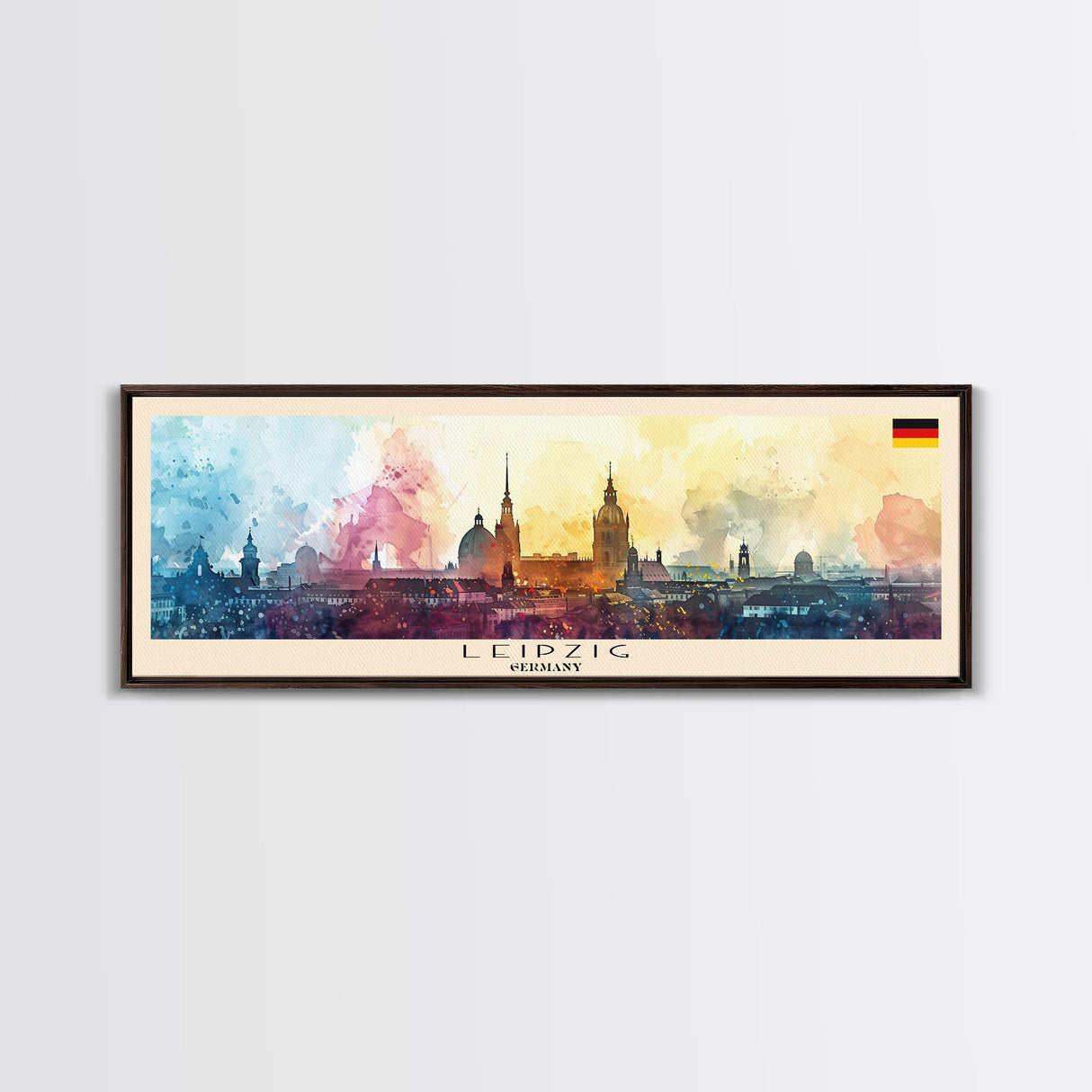 Leipzig Germany Travel Art, City Art, Framed Canvas Print or Metal Wall Art, Europe Travel Poster, Panoramic Wall Art, Extra Wide Wall Art