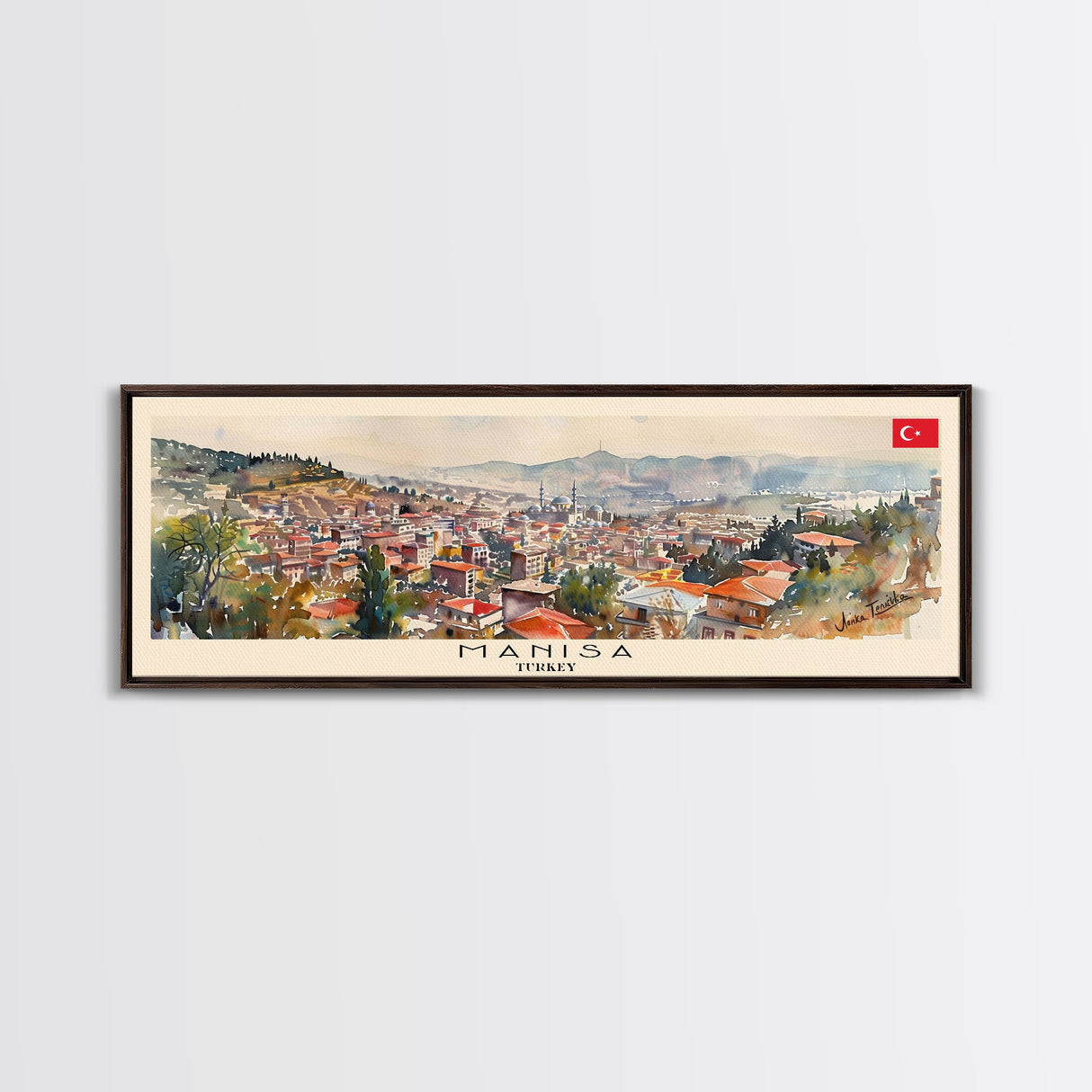 Manisa Turkey Wall Art, Panoramic Travel Poster, Panoramic Framed Canvas Print, City Wall Art, Wall Hanging Home Decor, Travel Art