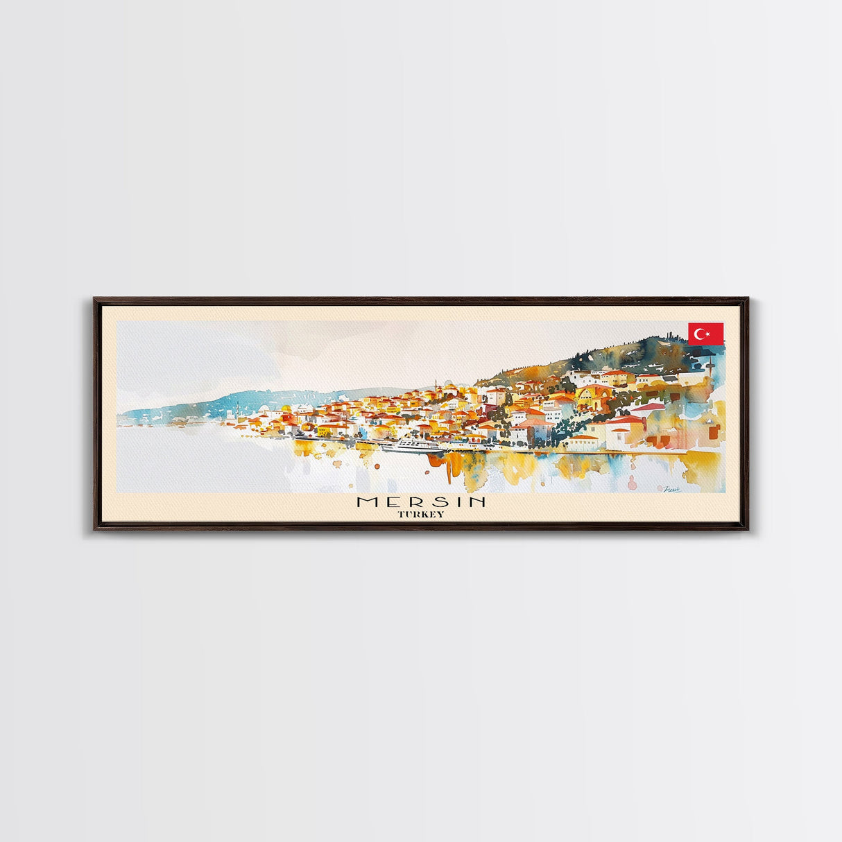 Mersin Turkey Wall Art, Panoramic Travel Poster, Panoramic Framed Canvas Print, City Wall Art, Wall Hanging Home Decor, Travel Art