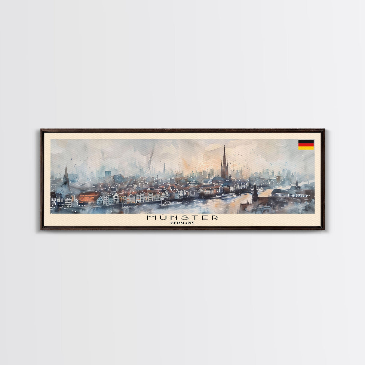 Munster Germany Travel Print Wall Art, Panoramic City Art, Travel Art, Wall Decor, Vacation Gift, Framed Canvas Print Or Metal Art