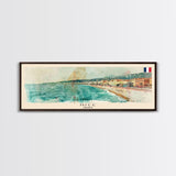 Nice France Travel Art, City Art, Framed Canvas Print or Metal Wall Art, Europe Travel Poster, Panoramic Wall Art, Extra Wide Wall Art