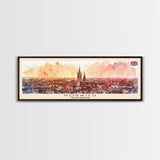 Norwich United Kingdom Panoramic Travel Poster, Framed Canvas Print or Metal Wall Art, Travel Art, Home Decor, Panoramic Painting, Midcentury Art