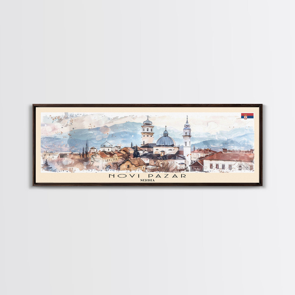 Novi Pazar Serbia Travel Print Wall Art, Panoramic City Art, Travel Art, Wall Decor, Vacation Gift, Framed Canvas Print Or Metal Art