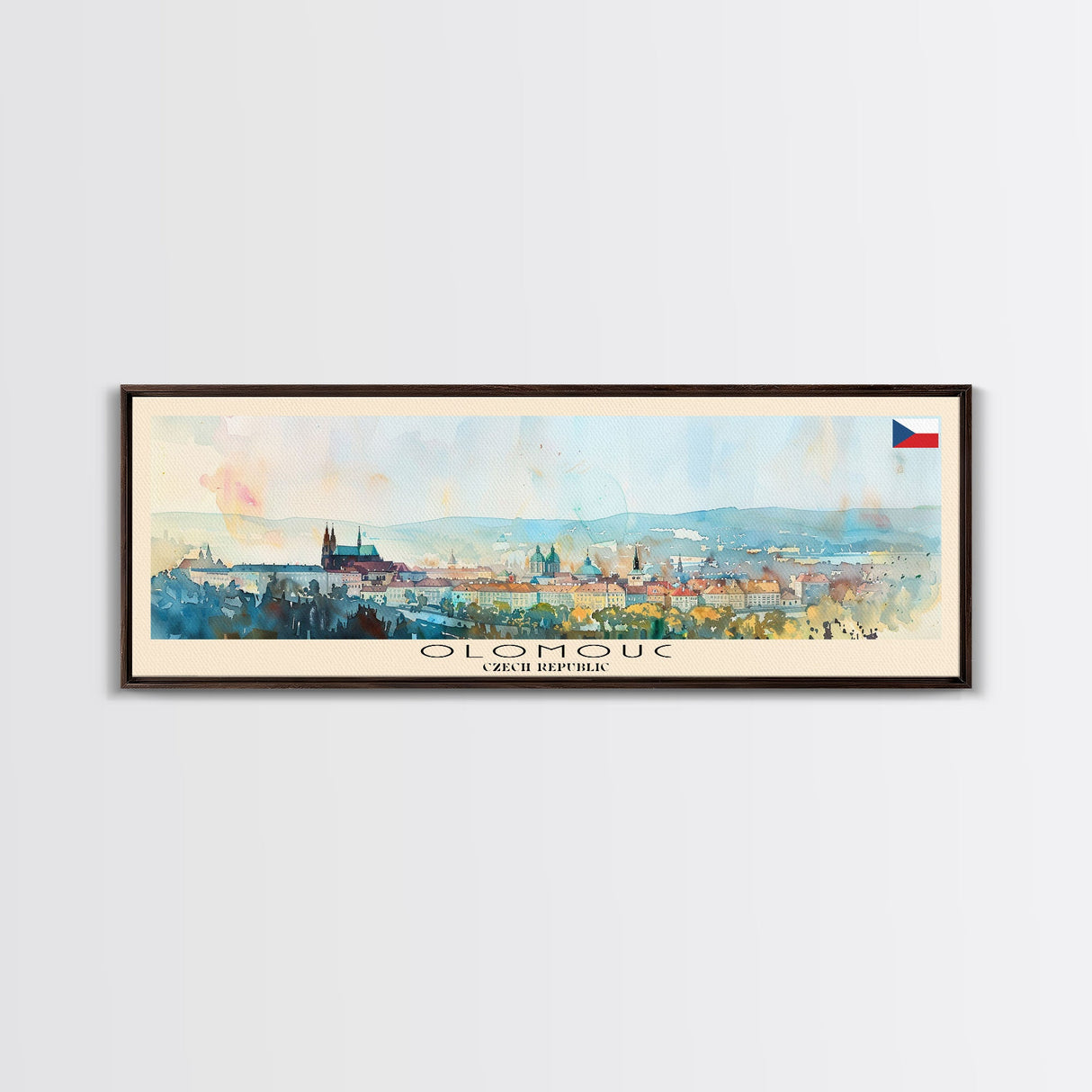 Olomouc Czech Republic Travel Art, City Art, Framed Canvas Print or Metal Wall Art, Europe Travel Poster, Panoramic Wall Art, Extra Wide Wall Art