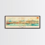 Palma Spain Travel Art, City Art, Framed Canvas Print or Metal Wall Art, Europe Travel Poster, Panoramic Wall Art, Extra Wide Wall Art