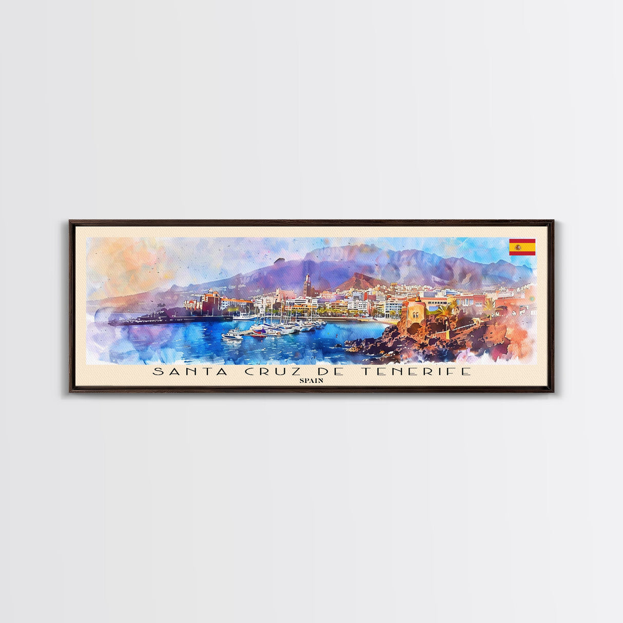 Santa Cruz Tenerife Spain Wall Art, Panoramic Travel Poster, Panoramic Framed Canvas Print, City Wall Art, Wall Hanging Home Decor, Travel Art