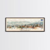 Sarajevo Bosnia Travel Art, City Art, Framed Canvas Print or Metal Wall Art, Europe Travel Poster, Panoramic Wall Art, Extra Wide Wall Art