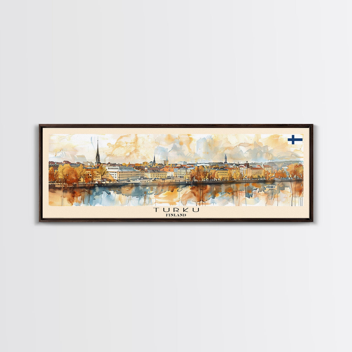 Turku Finland Wall Art, Panoramic Travel Poster, Panoramic Framed Canvas Print, City Wall Art, Wall Hanging Home Decor, Travel Art