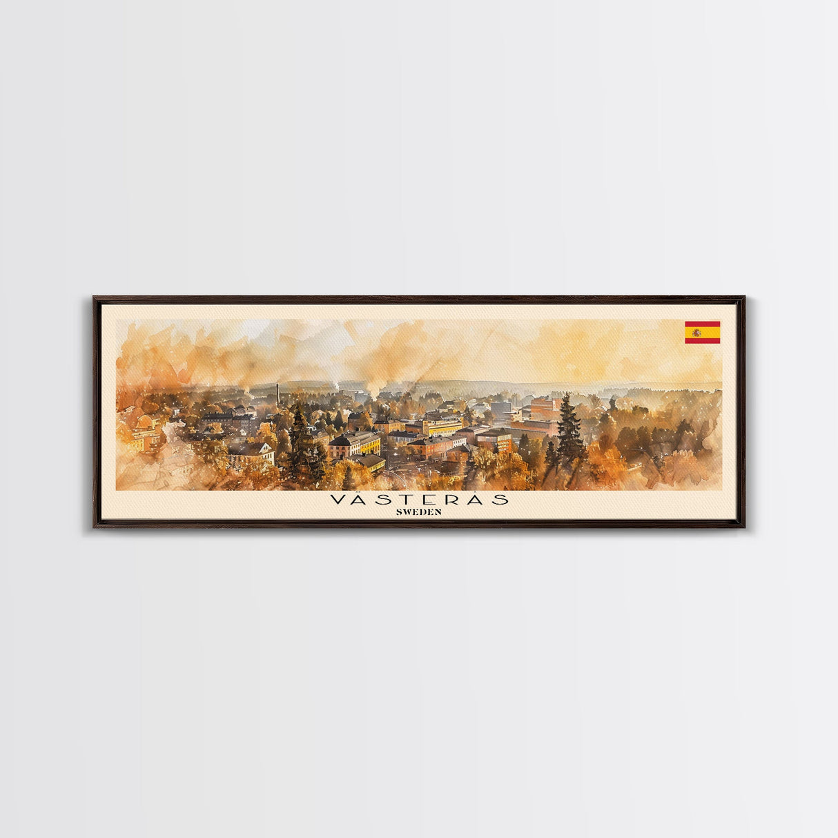 Vastras Sweden Travel Print Wall Art, Panoramic City Art, Travel Art, Wall Decor, Vacation Gift, Framed Canvas Print Or Metal Art