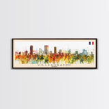 Villeurbanne France Panoramic Travel Poster, Framed Canvas Print or Metal Wall Art, Travel Art, Home Decor, Panoramic Painting, Midcentury Art