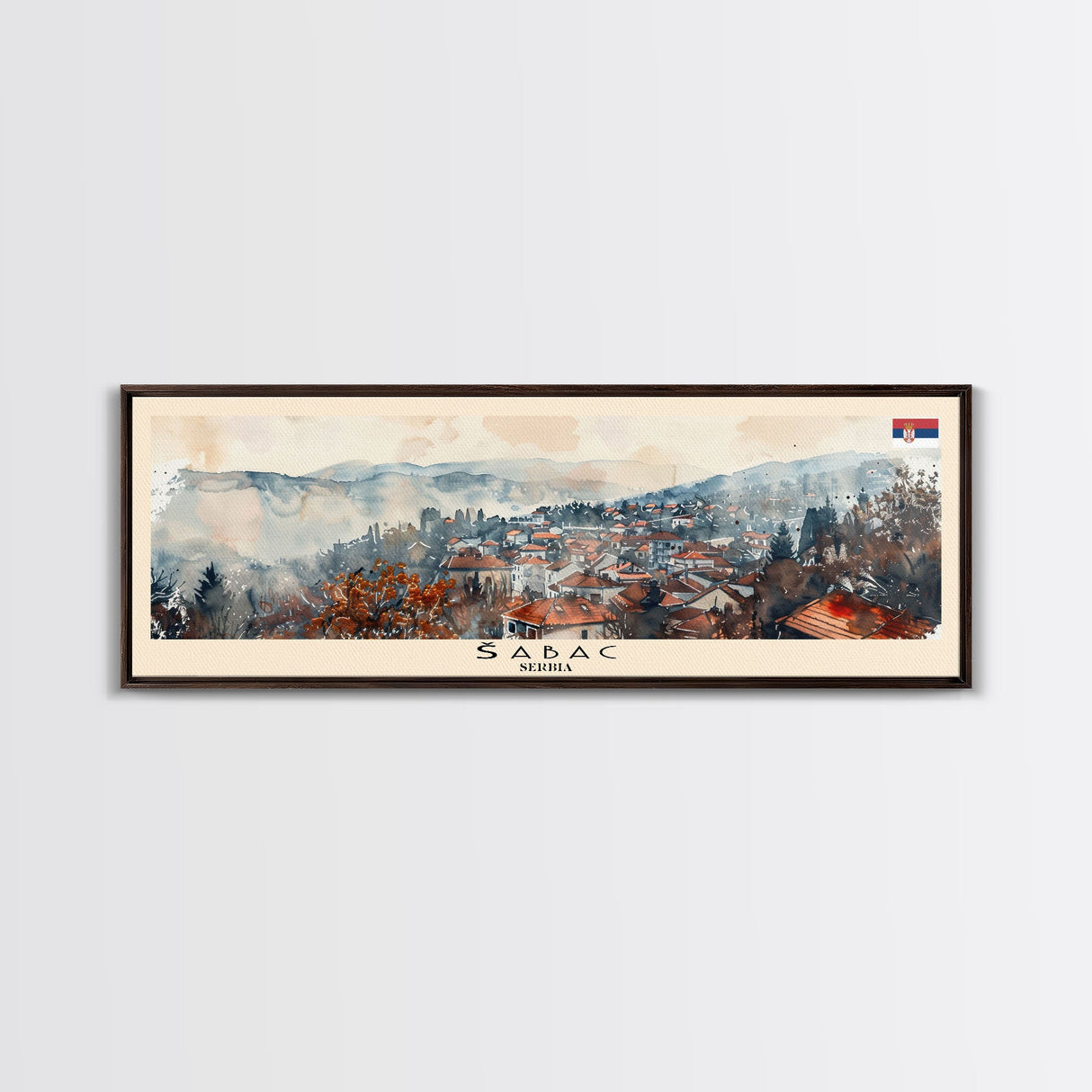 Šabac Serbia Wall Art, Panoramic Travel Poster, Panoramic Framed Canvas Print, City Wall Art, Wall Hanging Home Decor, Travel Art