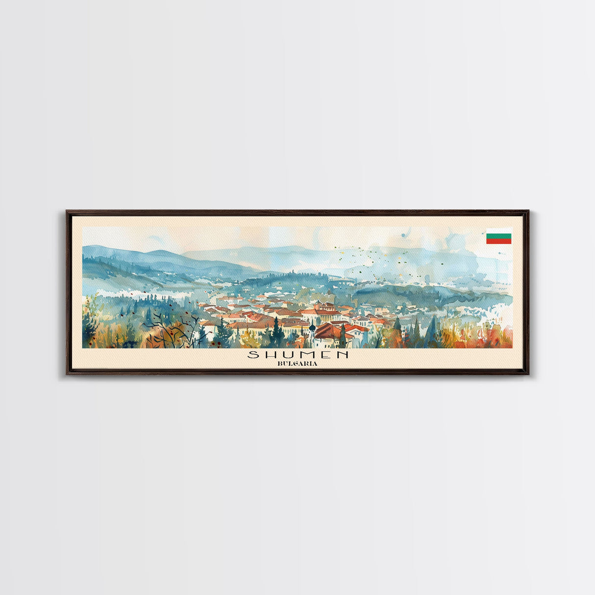 Shumen Bulgaria Travel Art, City Art, Framed Canvas Print or Metal Wall Art, Europe Travel Poster, Panoramic Wall Art, Extra Wide Wall Art