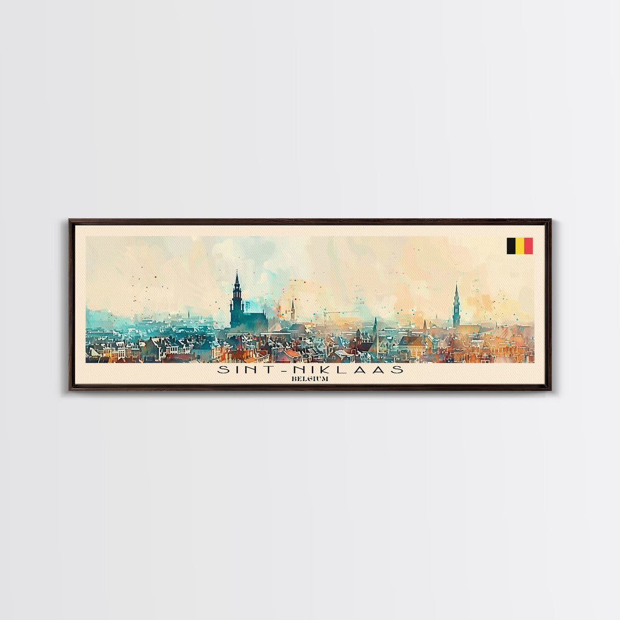 Saint Niklaas Belgium Wall Art, Panoramic Travel Poster, Panoramic Framed Canvas Print, City Wall Art, Wall Hanging Home Decor, Travel Art