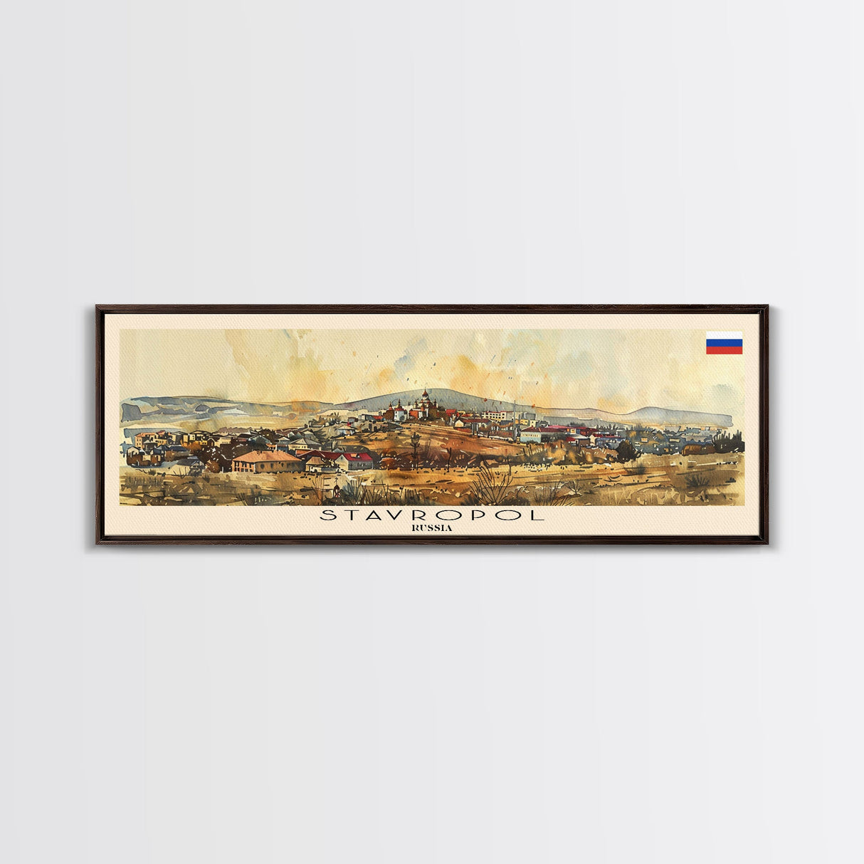 Stavropol Russia Panoramic Travel Poster, Framed Canvas Print or Metal Wall Art, Travel Art, Home Decor, Panoramic Painting, Midcentury Art