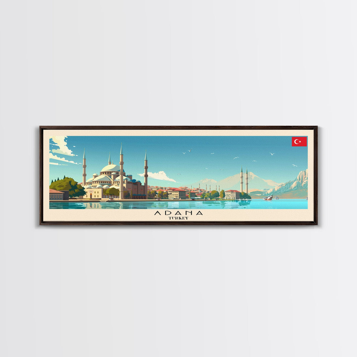 Adana Turkey  Travel Art, City Art, Framed Canvas Print or Metal Wall Art, Europe Travel Poster, Panoramic Wall Art, Extra Wide Wall Art