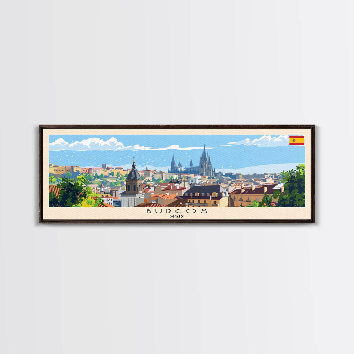 Burgos Spain Wall Art, Panoramic Travel Poster, Panoramic Framed Canvas Print, City Wall Art, Wall Hanging Home Decor, Travel Art