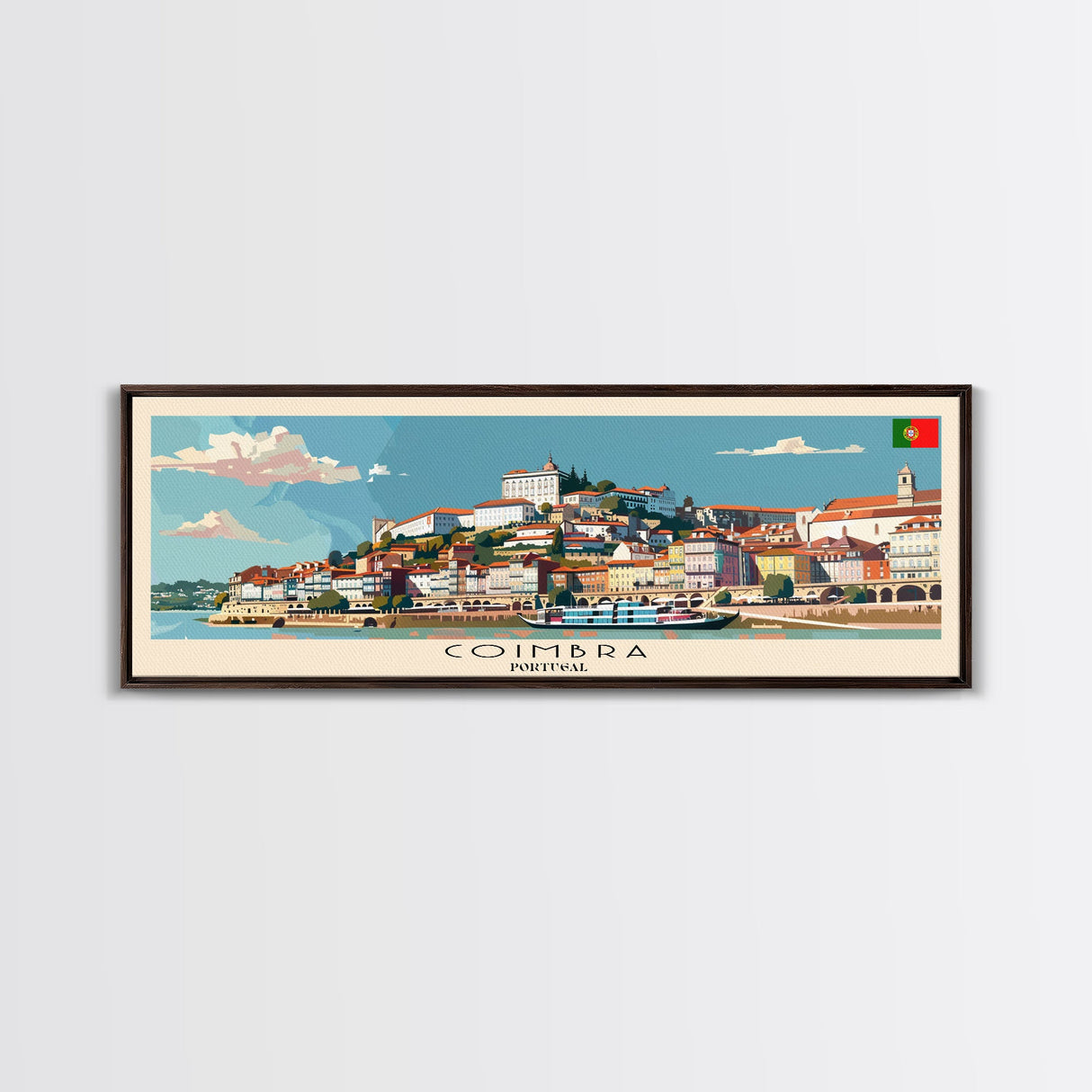 Coimbra Portugal Travel Art, City Art, Framed Canvas Print or Metal Wall Art, Europe Travel Poster, Panoramic Wall Art, Extra Wide Wall Art