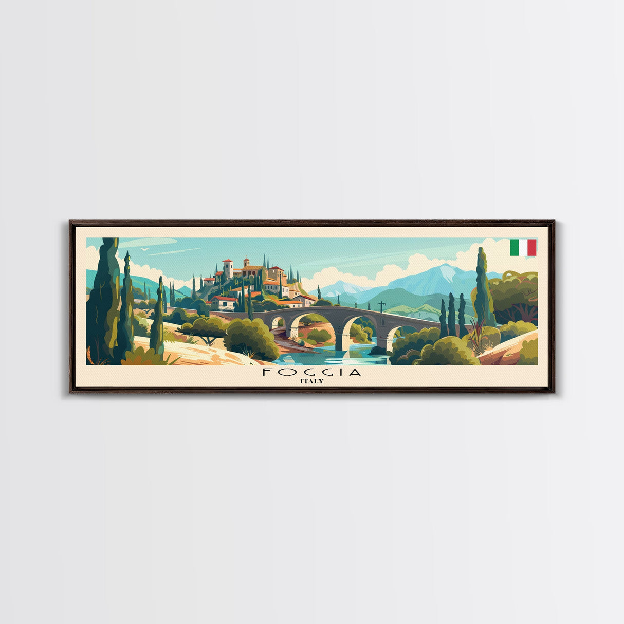 Foggia Italy Wall Art, Panoramic Travel Poster, Panoramic Framed Canvas Print, City Wall Art, Wall Hanging Home Decor, Travel Art