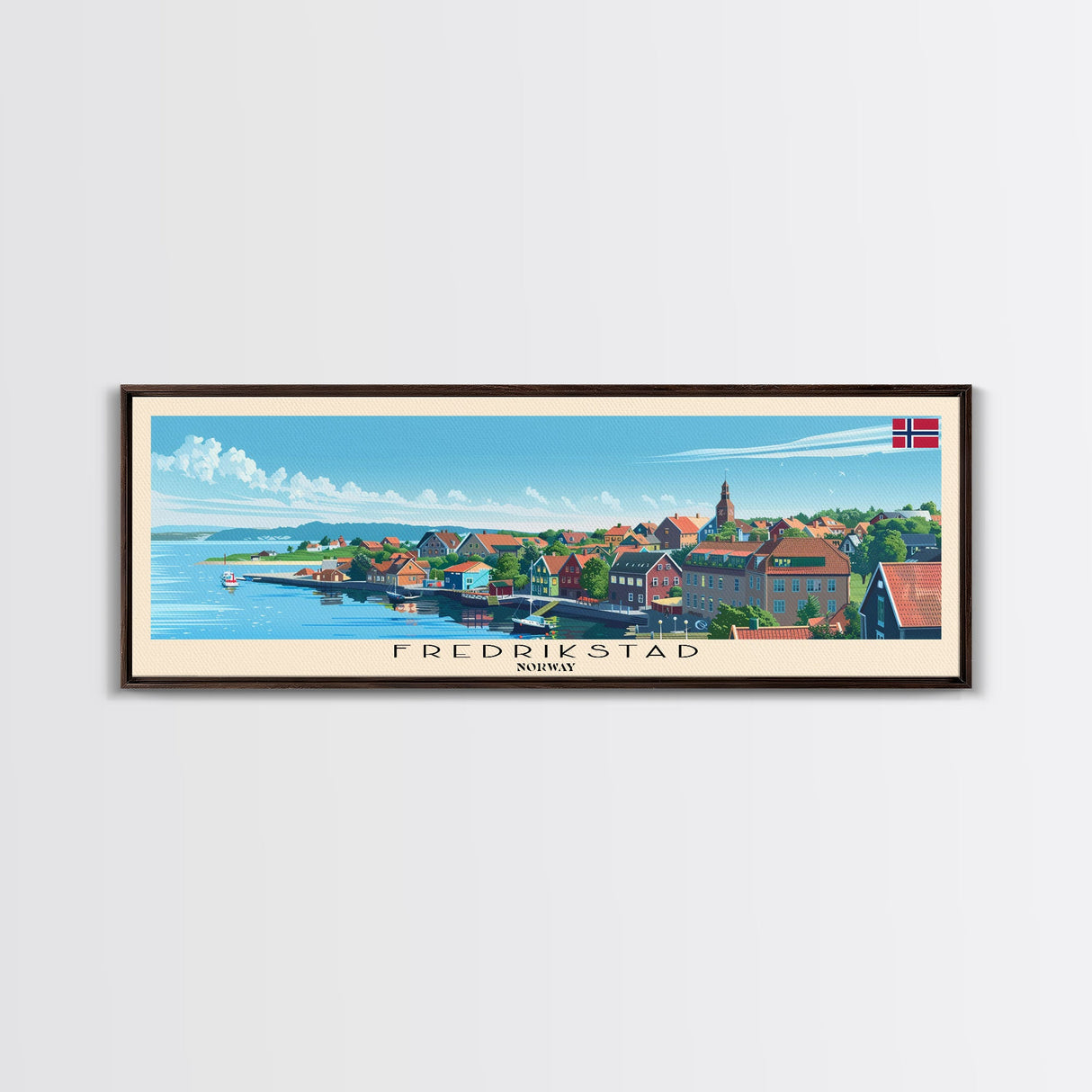 Fredrikstad Norway Travel Art, City Art, Framed Canvas Print or Metal Wall Art, Europe Travel Poster, Panoramic Wall Art, Extra Wide Wall Art