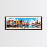 Gdansk Poland Travel Print Wall Art, Panoramic City Art, Travel Art, Wall Decor, Vacation Gift, Framed Canvas Print Or Metal Art