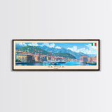 Genoa Italy Travel Art, City Art, Framed Canvas Print or Metal Wall Art, Europe Travel Poster, Panoramic Wall Art, Extra Wide Wall Art