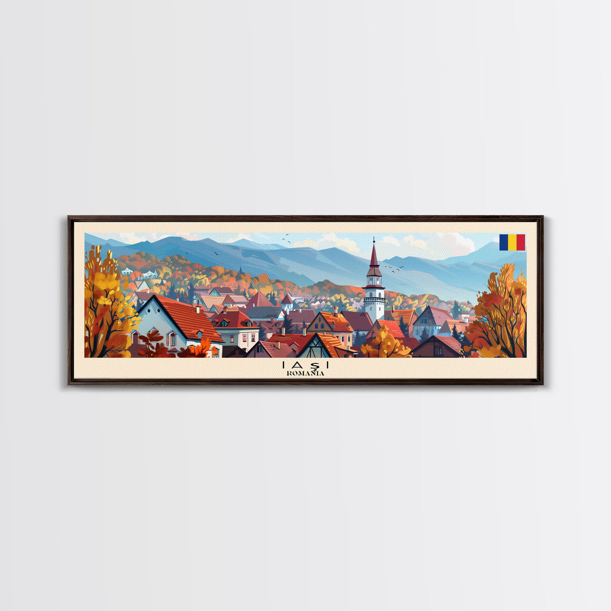 Lasi Romania Wall Art, Panoramic Travel Poster, Panoramic Framed Canvas Print, City Wall Art, Wall Hanging Home Decor, Travel Art