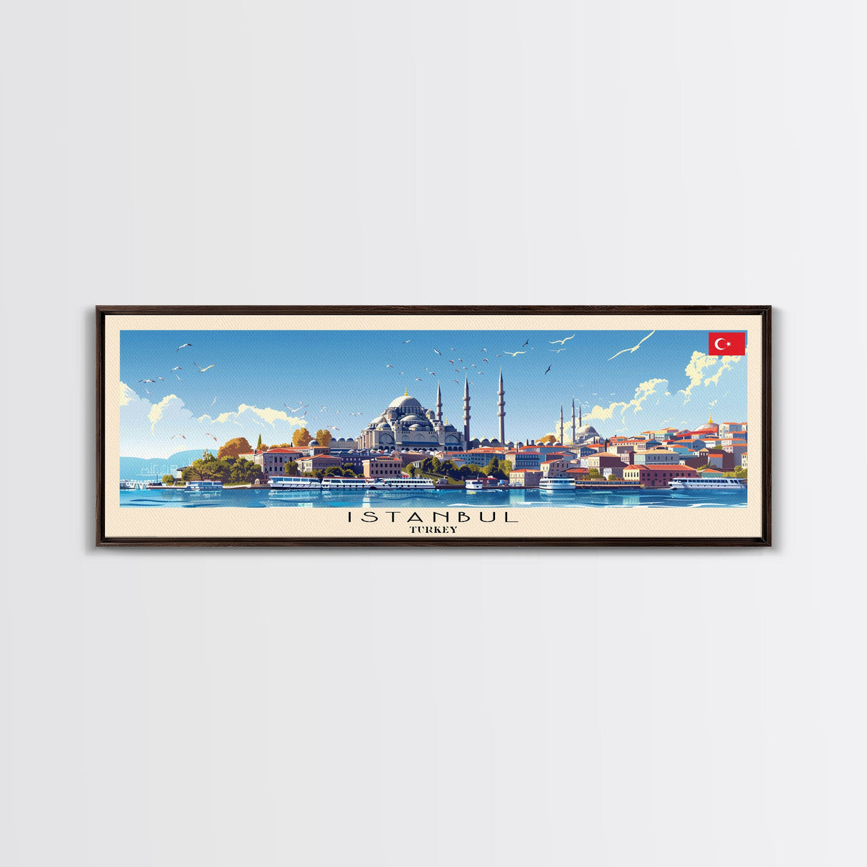 Istanbul Turkey Travel Print Wall Art, Panoramic City Art, Travel Art, Wall Decor, Vacation Gift, Framed Canvas Print Or Metal Art