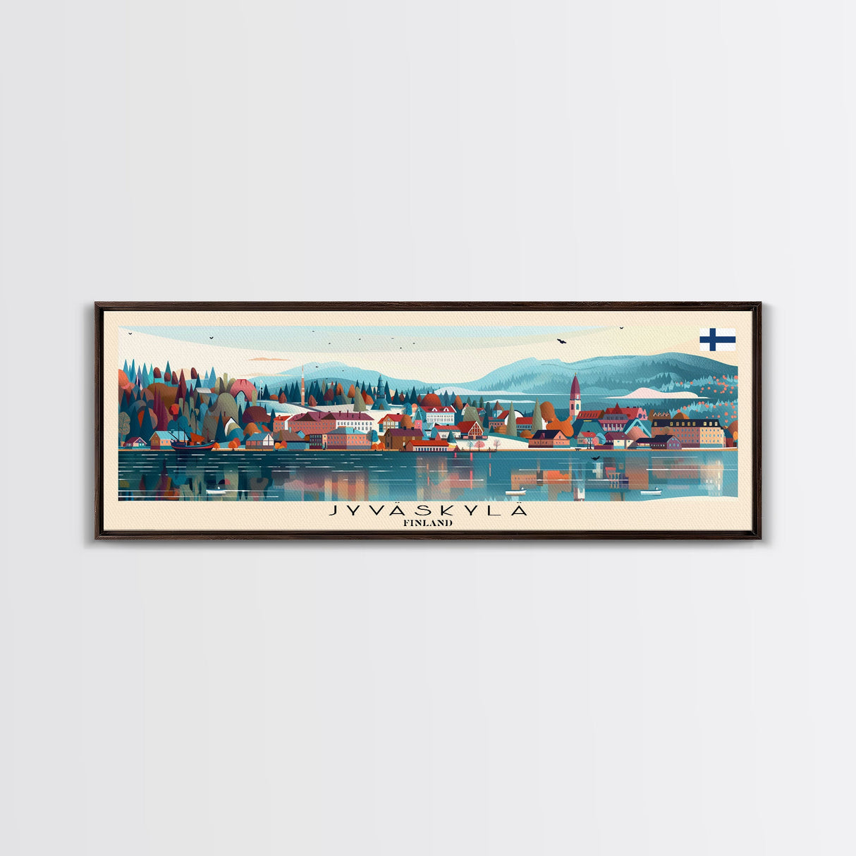 Jyvaskyla Finland Travel Art, City Art, Framed Canvas Print or Metal Wall Art, Europe Travel Poster, Panoramic Wall Art, Extra Wide Wall Art