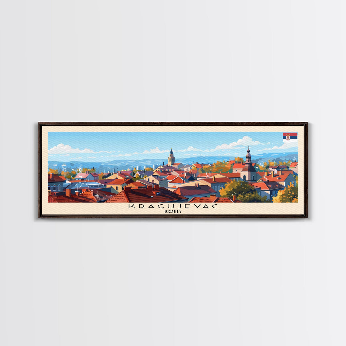 Kragujevac Serbia Travel Print Wall Art, Panoramic City Art, Travel Art, Wall Decor, Vacation Gift, Framed Canvas Print Or Metal Art