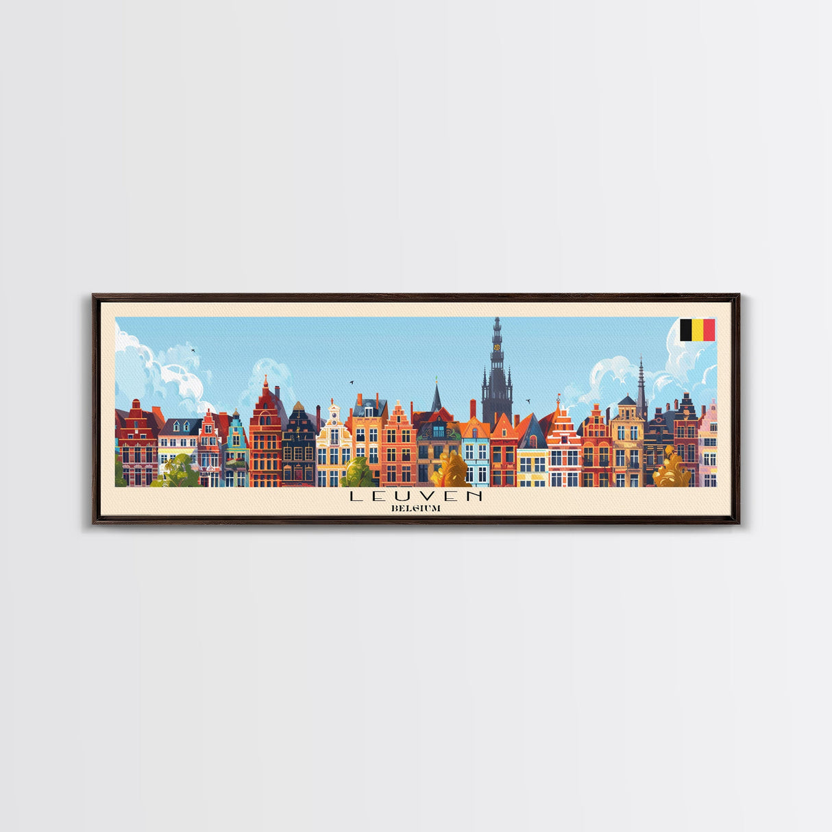 Leuven Belgium Travel Print Wall Art, Panoramic City Art, Travel Art, Wall Decor, Vacation Gift, Framed Canvas Print Or Metal Art