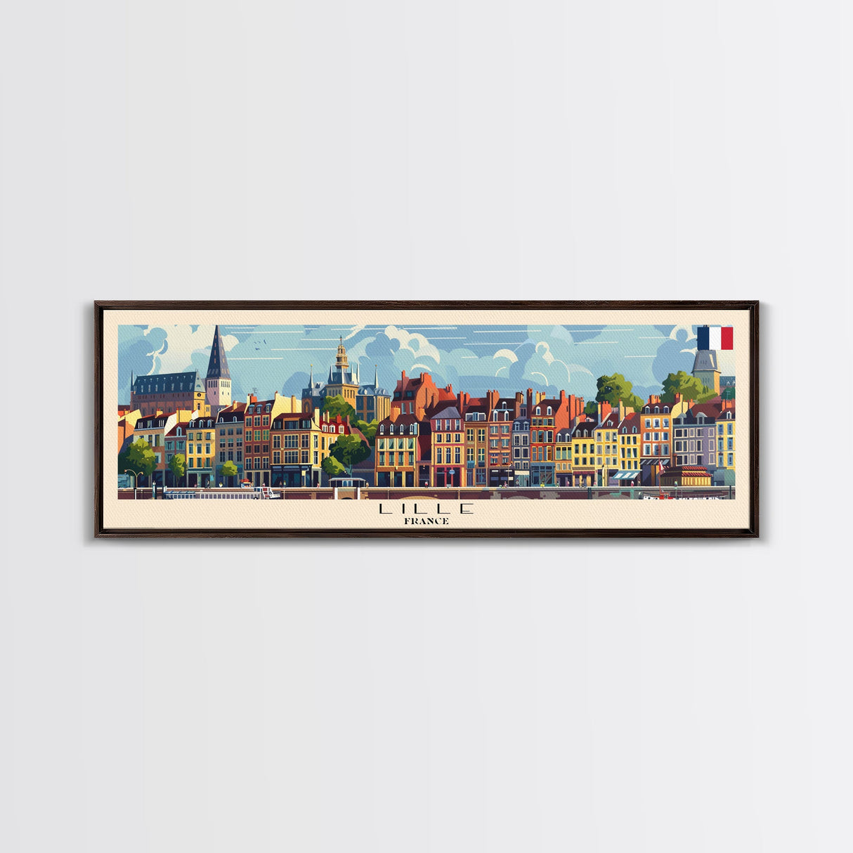 Lille France Wall Art, Panoramic Travel Poster, Panoramic Framed Canvas Print, City Wall Art, Wall Hanging Home Decor, Travel Art