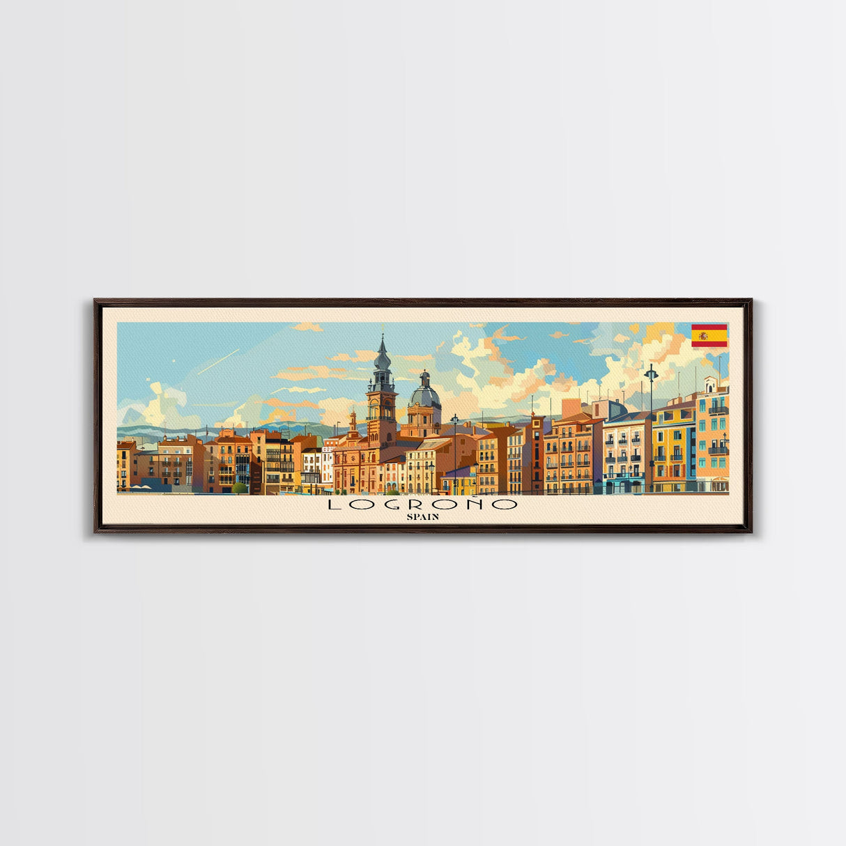 Logrońo Spain Travel Art, City Art, Framed Canvas Print or Metal Wall Art, Europe Travel Poster, Panoramic Wall Art, Extra Wide Wall Art