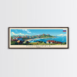 Makhachkala Russia Travel Art, City Art, Framed Canvas Print or Metal Wall Art, Europe Travel Poster, Panoramic Wall Art, Extra Wide Wall Art