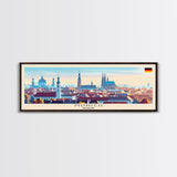 Munich Germany Wall Art, Panoramic Travel Poster, Panoramic Framed Canvas Print, City Wall Art, Wall Hanging Home Decor, Travel Art