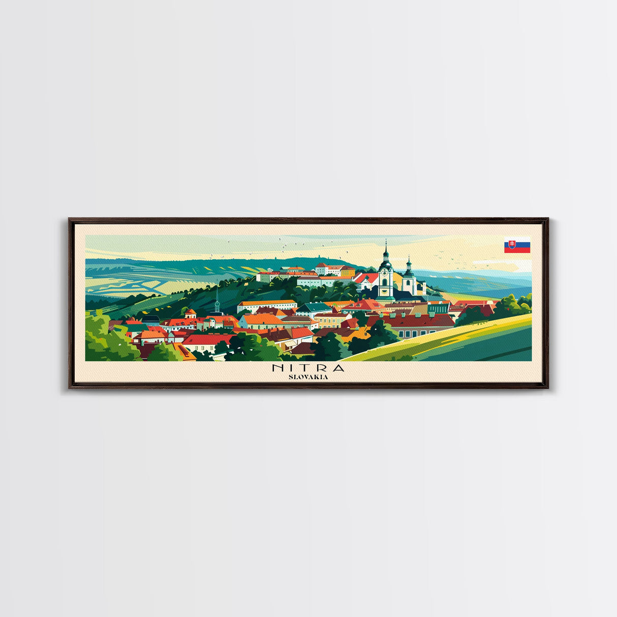 Nitra Slovakia Wall Art, Panoramic Travel Poster, Panoramic Framed Canvas Print, City Wall Art, Wall Hanging Home Decor, Travel Art