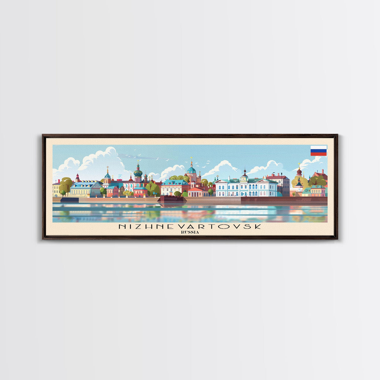 Nizhnevartovsk Russia Travel Art, City Art, Framed Canvas Print or Metal Wall Art, Europe Travel Poster, Panoramic Wall Art, Extra Wide Wall Art