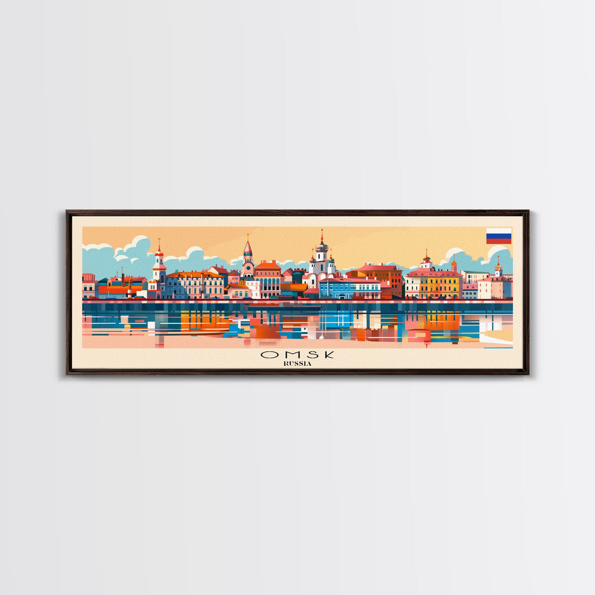 Omsk Russia Wall Art, Panoramic Travel Poster, Panoramic Framed Canvas Print, City Wall Art, Wall Hanging Home Decor, Travel Art