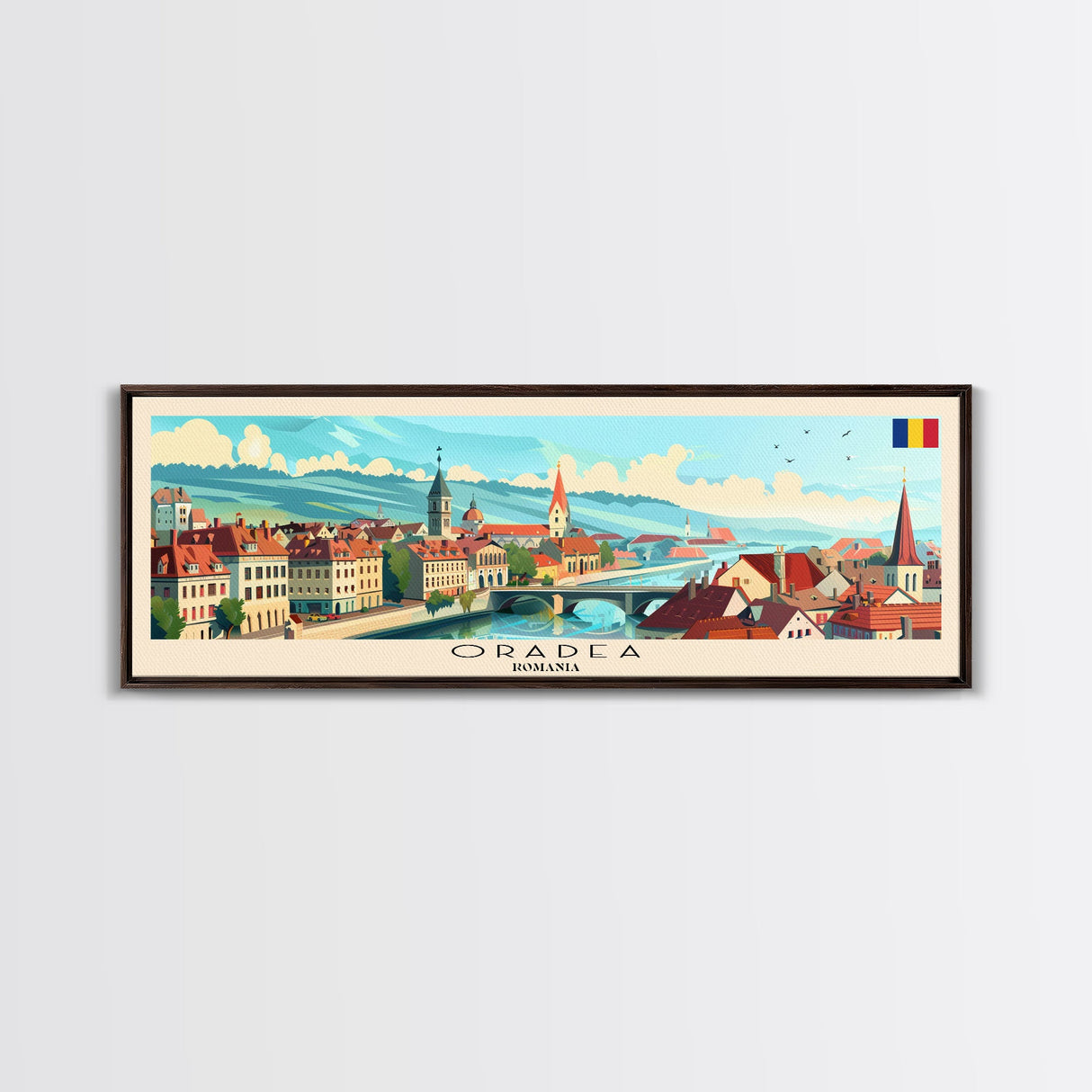 Oradea Romania Travel Print Wall Art, Panoramic City Art, Travel Art, Wall Decor, Vacation Gift, Framed Canvas Print Or Metal Art