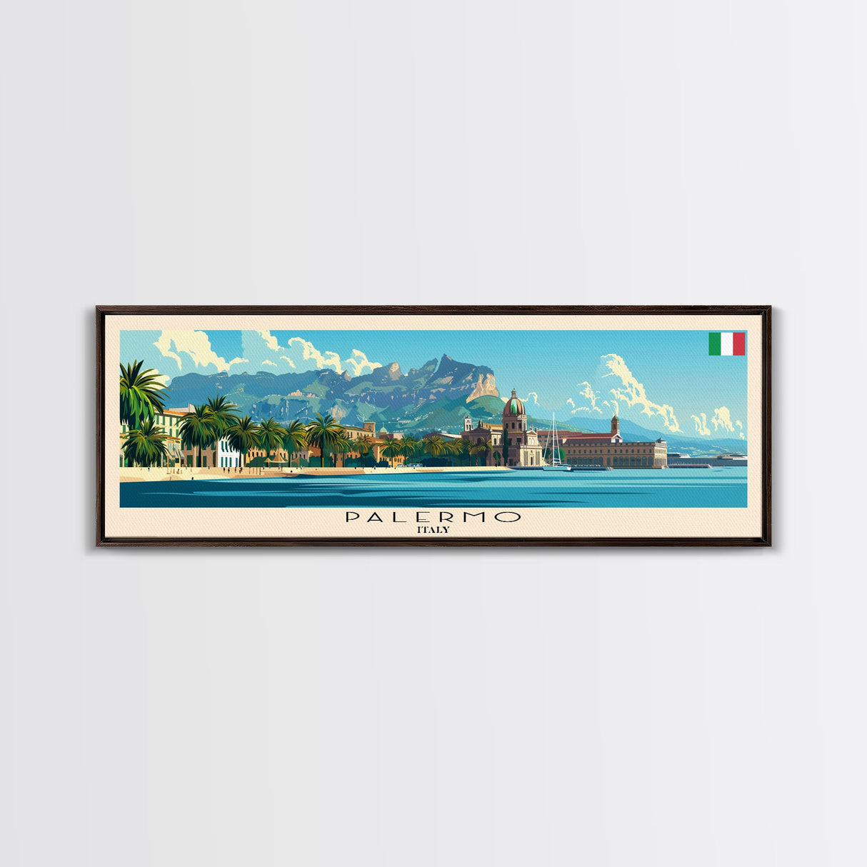 Palermo Italy Travel Print Wall Art, Panoramic City Art, Travel Art, Wall Decor, Vacation Gift, Framed Canvas Print Or Metal Art