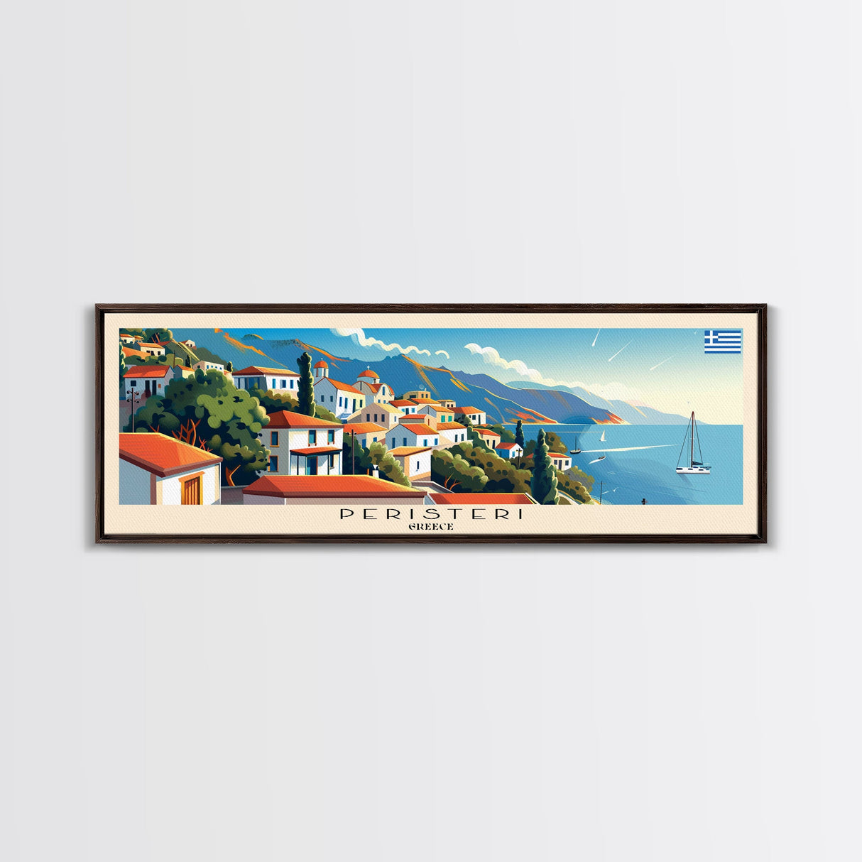 Peristeri Greece Travel Print Wall Art, Panoramic City Art, Travel Art, Wall Decor, Vacation Gift, Framed Canvas Print Or Metal Art