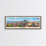 Plzen Czech Republic Wall Art, Panoramic Travel Poster, Panoramic Framed Canvas Print, City Wall Art, Wall Hanging Home Decor, Travel Art