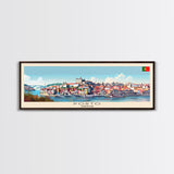 Porto Portugal Panoramic Travel Poster, Framed Canvas Print or Metal Wall Art, Travel Art, Home Decor, Panoramic Painting, Midcentury Art