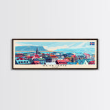 Reykjavik Iceland Wall Art, Panoramic Travel Poster, Panoramic Framed Canvas Print, City Wall Art, Wall Hanging Home Decor, Travel Art