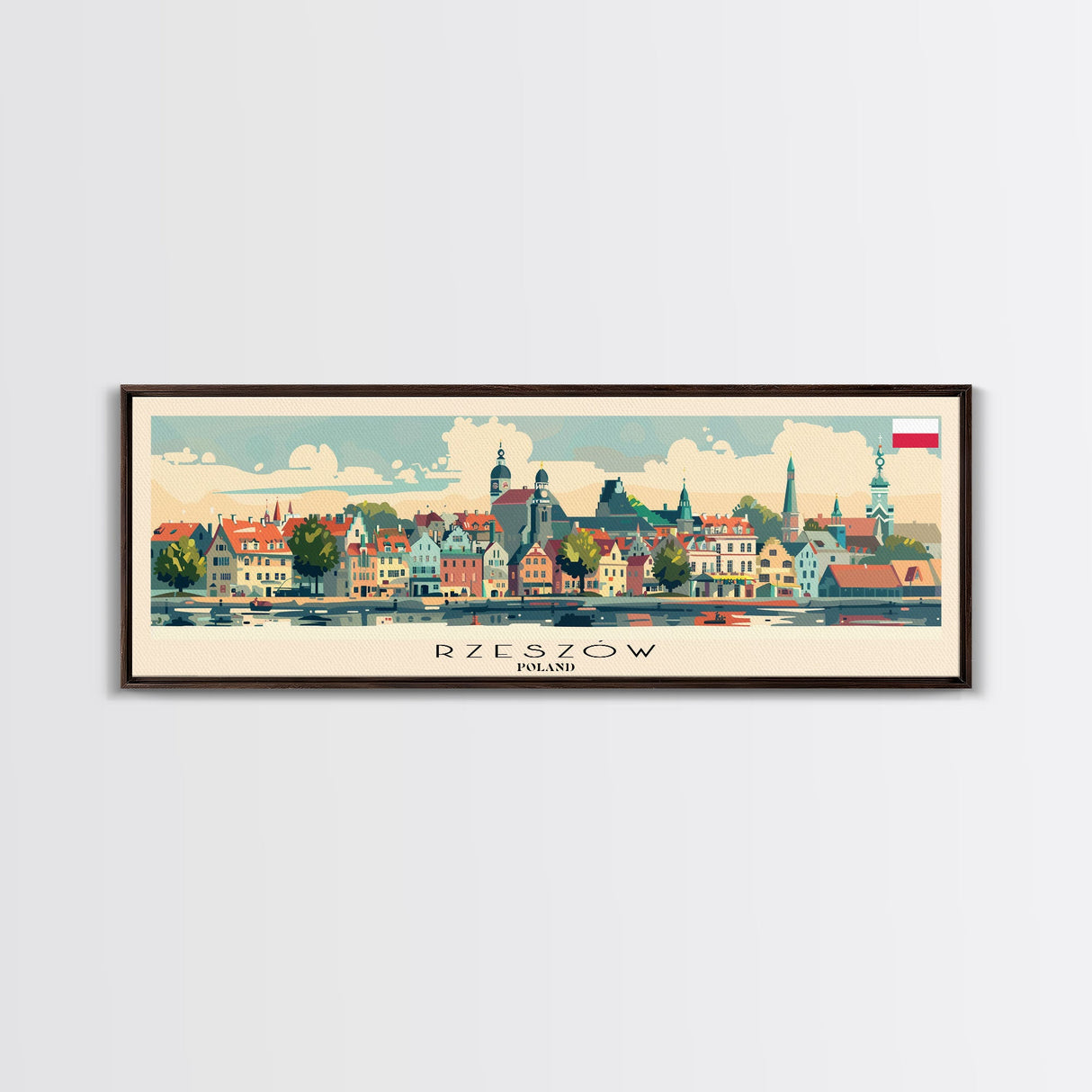 Rzeszow Poland Wall Art, Panoramic Travel Poster, Panoramic Framed Canvas Print, City Wall Art, Wall Hanging Home Decor, Travel Art